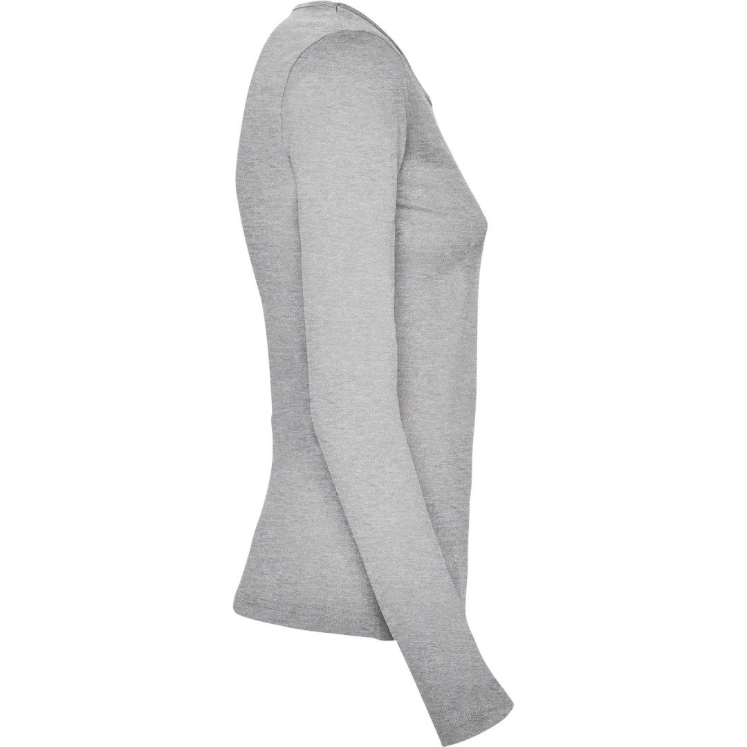 Camiseta Básica Semientallada Mujer Manga Larga...