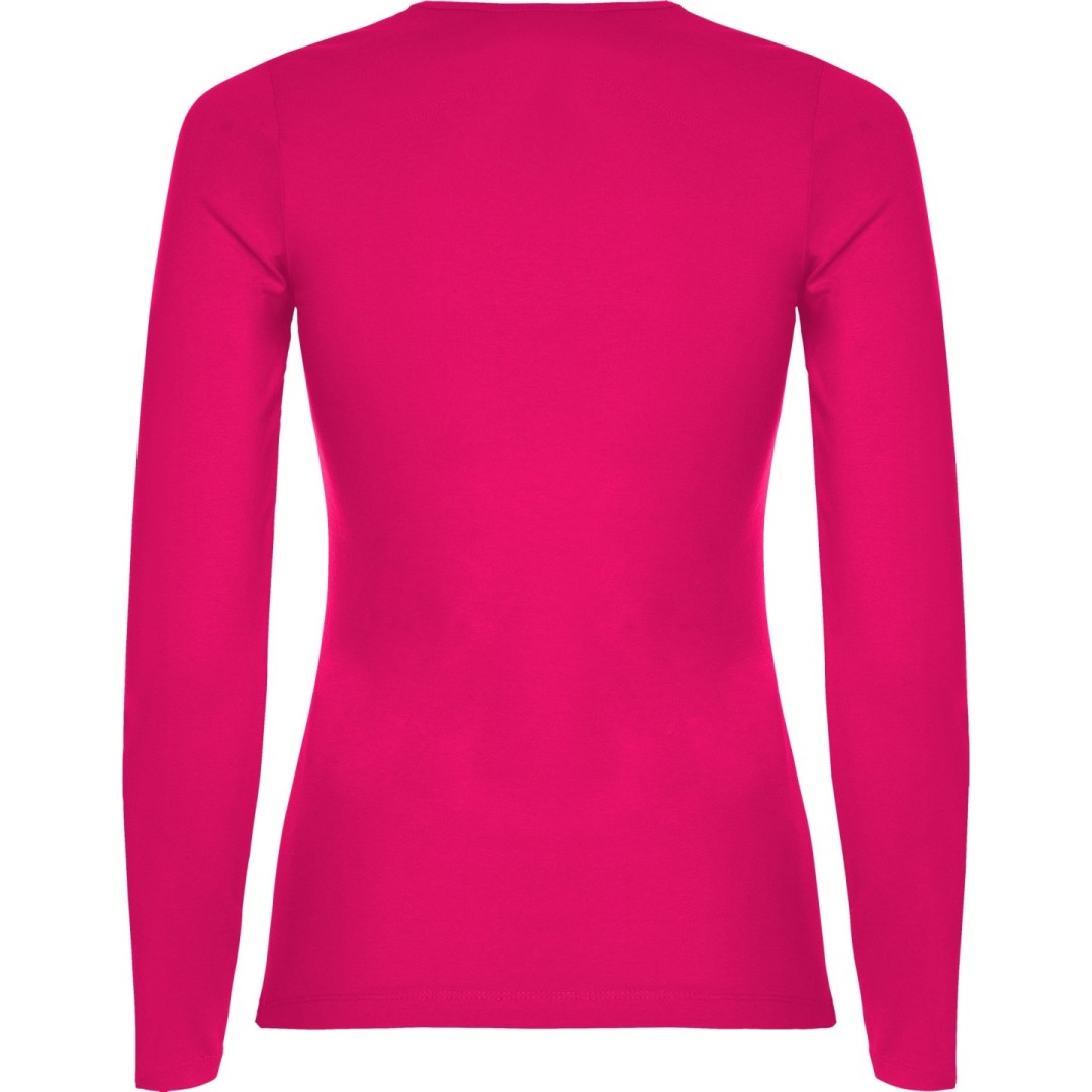 Camiseta Básica Semientallada Mujer Manga Larga...