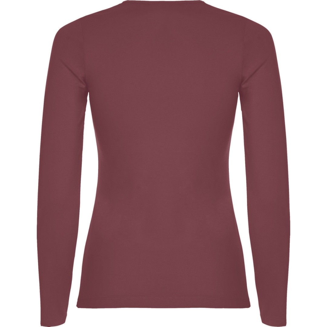 Camiseta Básica Semientallada Mujer Manga Larga...