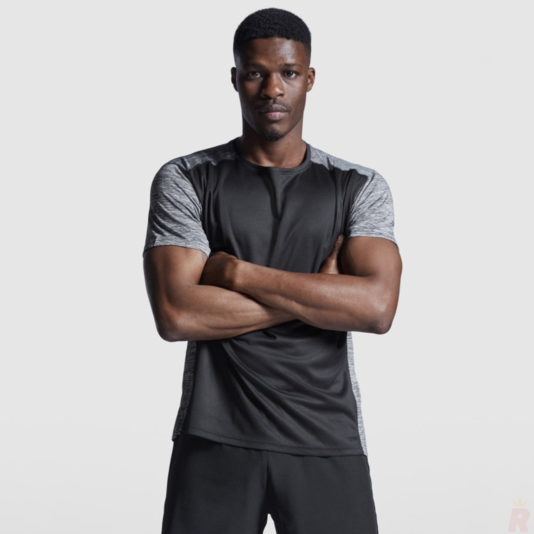 Camiseta Técnica Hombre Combinada Jaspeada...