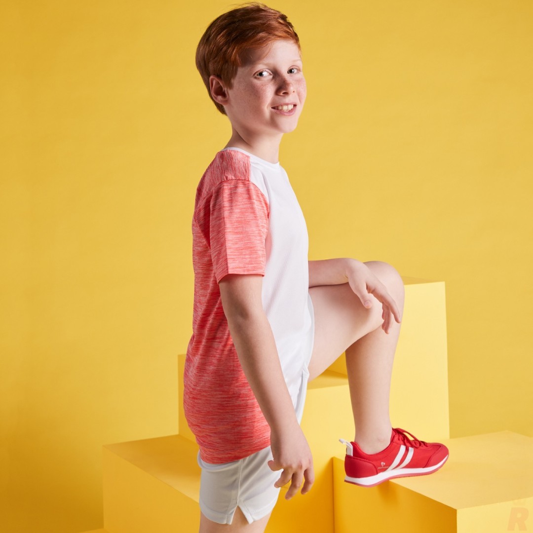 Camiseta Técnica Infantil Combinada Jaspeada...