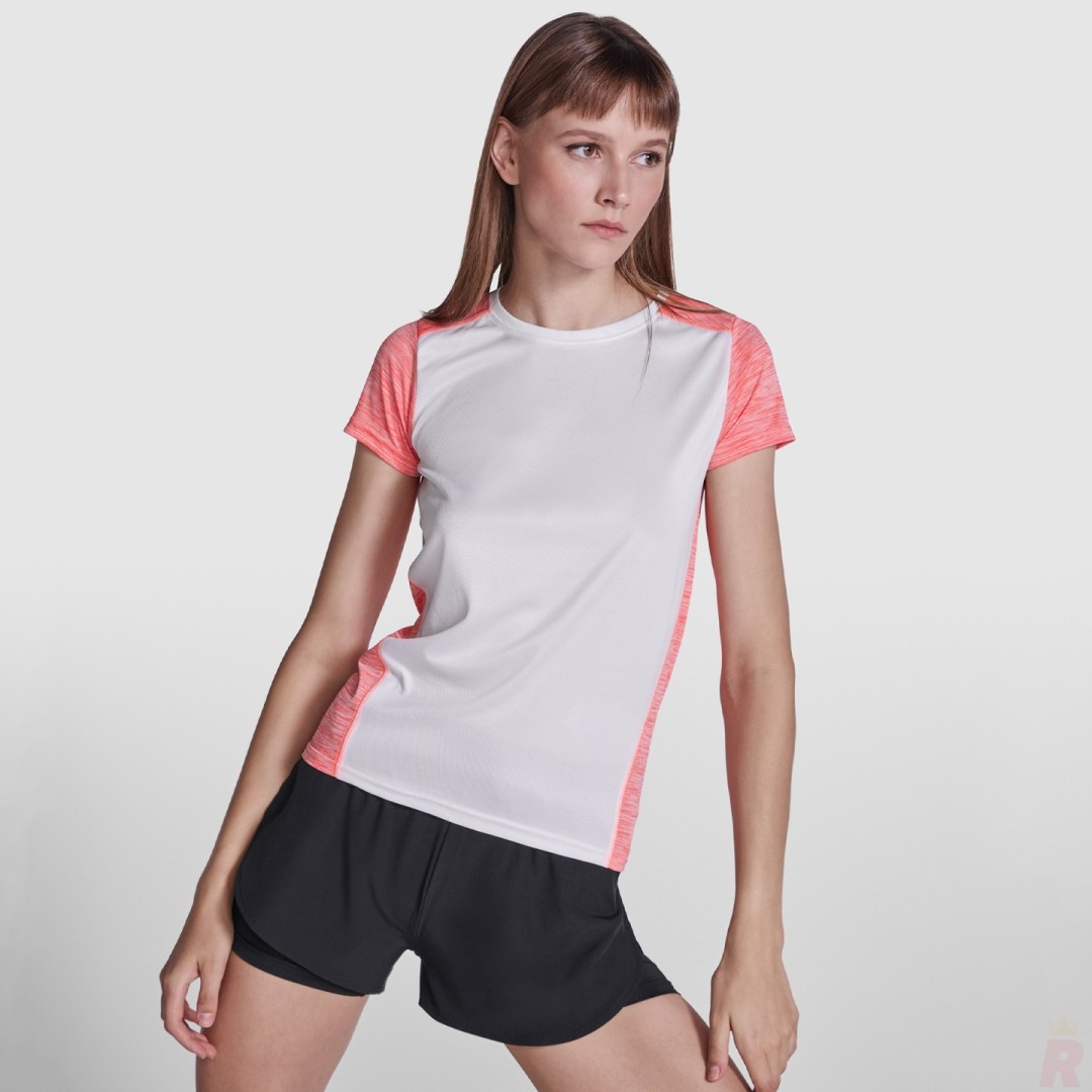 Camiseta Técnica Mujer Combinada Jaspeada...