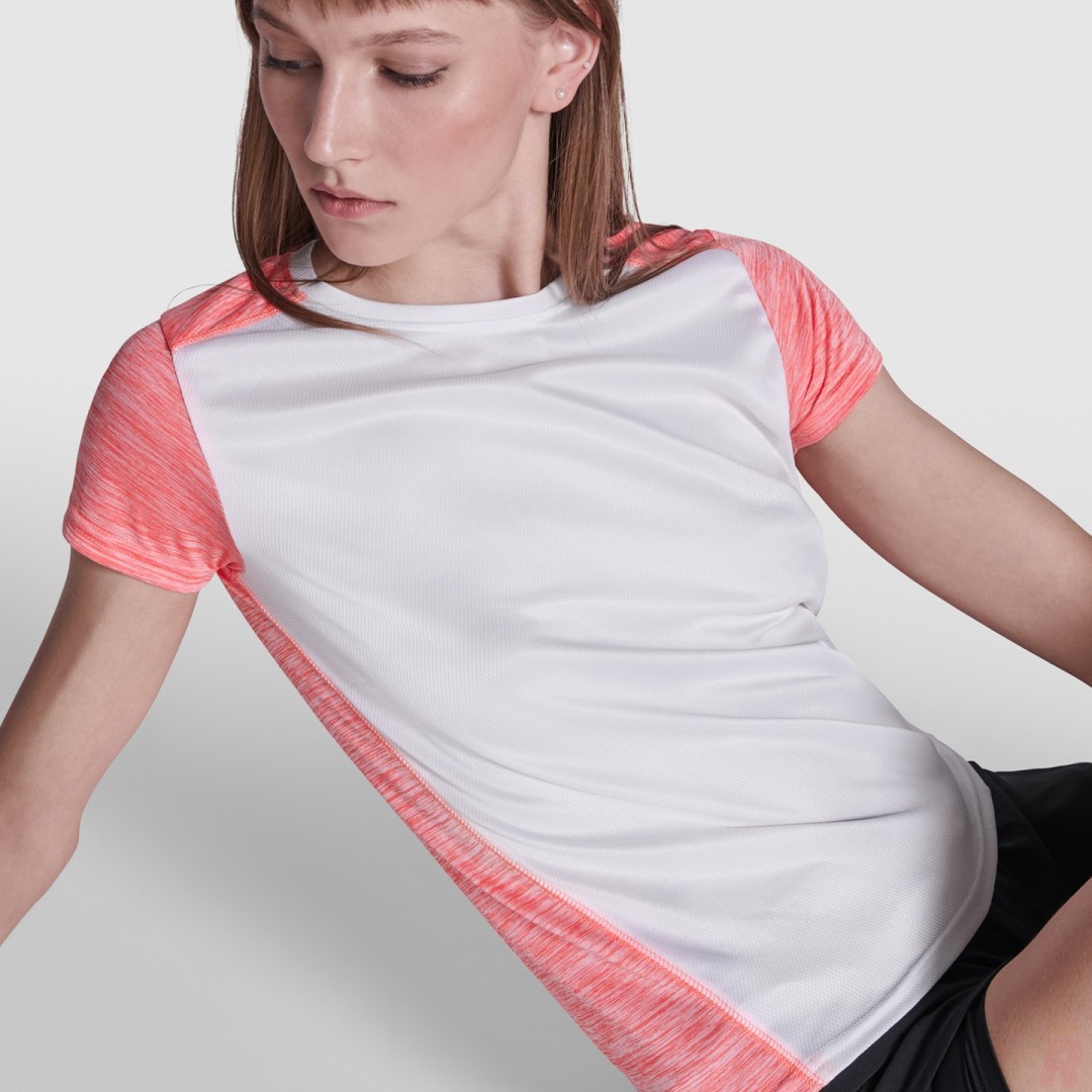 Camiseta Técnica Mujer Combinada Jaspeada...