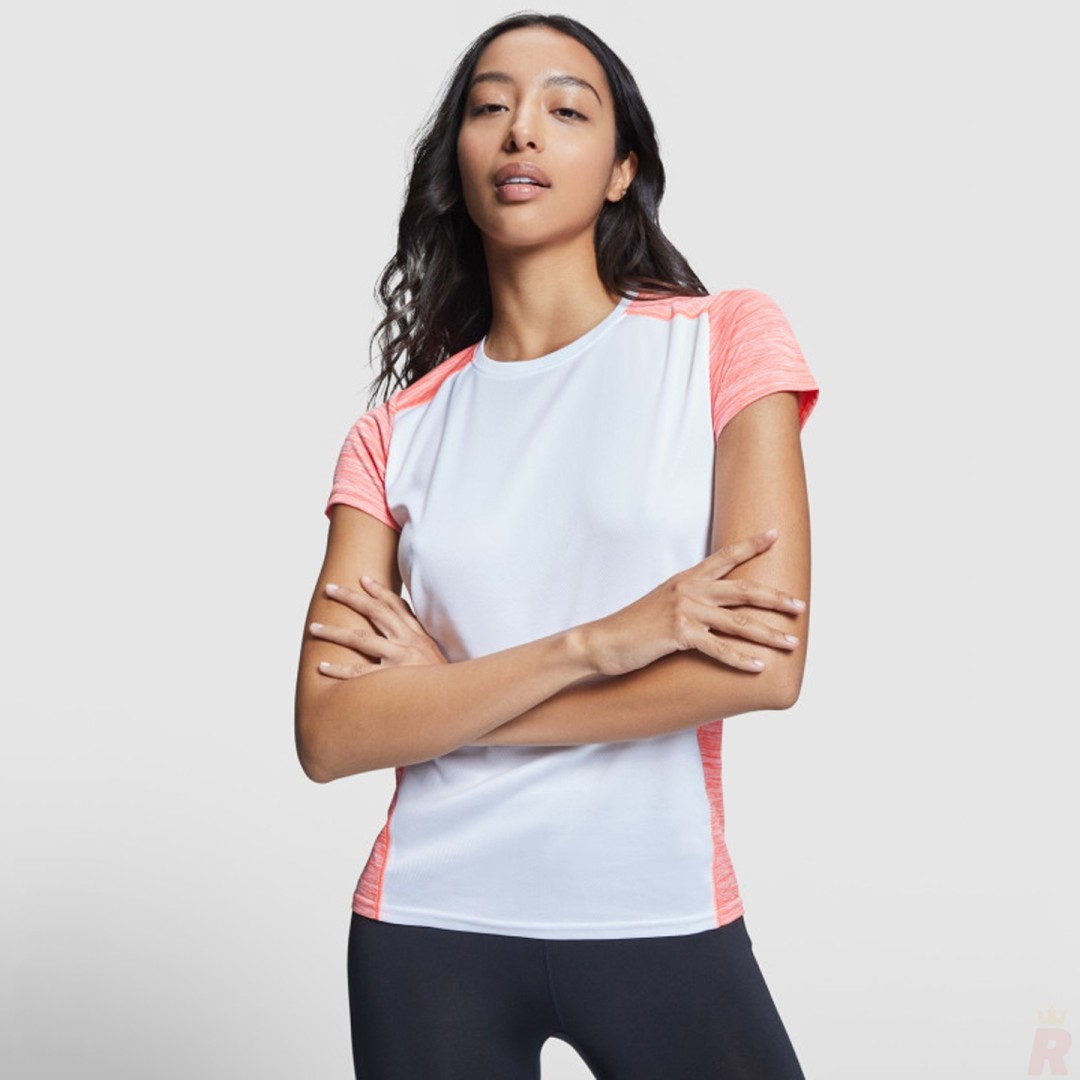 Camiseta Técnica Mujer Combinada Jaspeada...