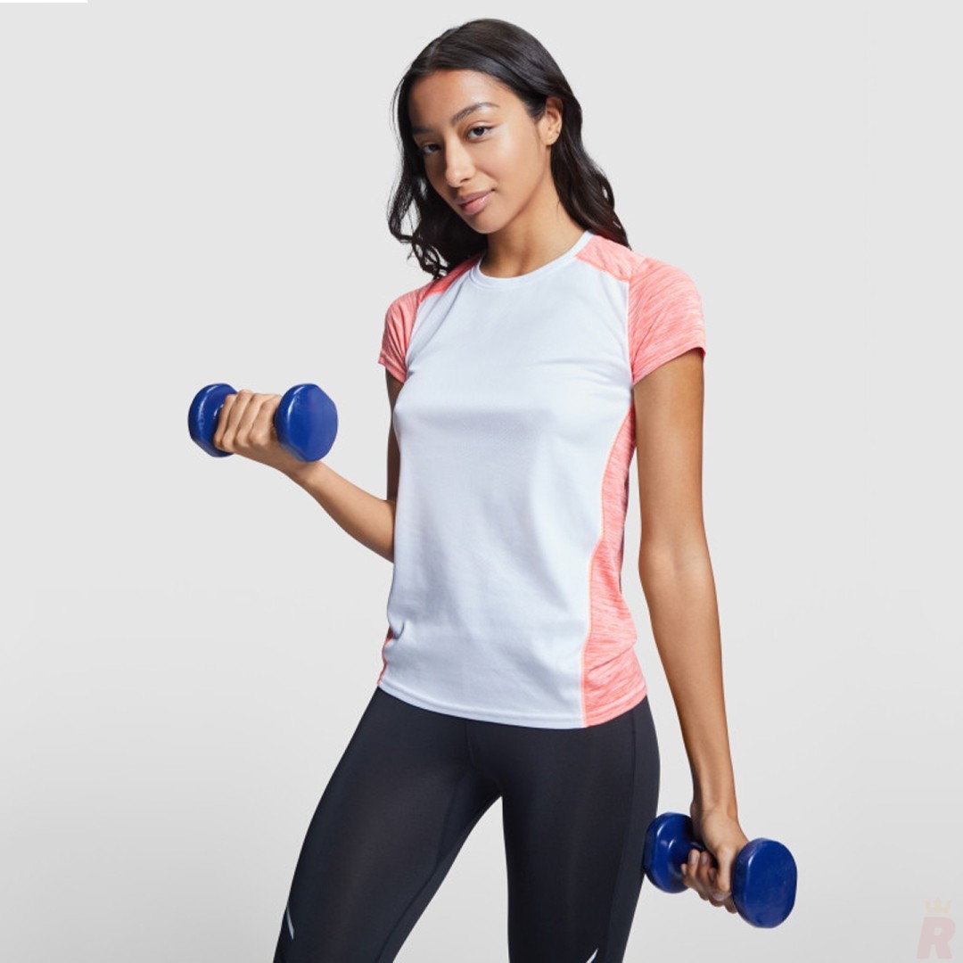 Camiseta Técnica Mujer Combinada Jaspeada...