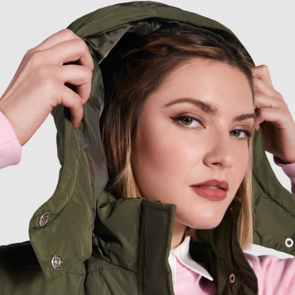 Chaleco Largo Acolchado Mujer Capucha Extraible REINE