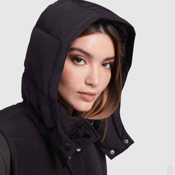 Chaleco Largo Acolchado Mujer Capucha Extraible REINE