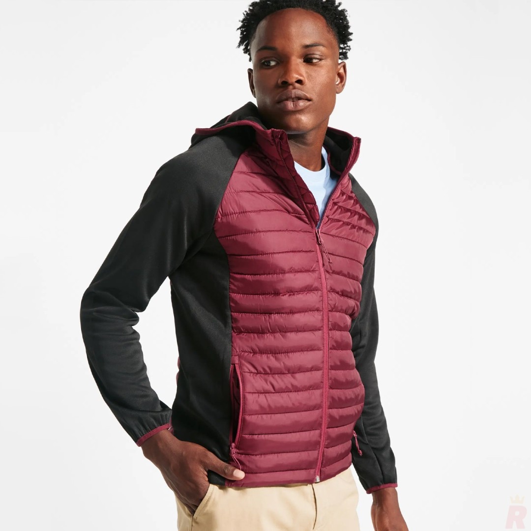 Chaqueta Combinada Acolchada Deportiva Capucha...