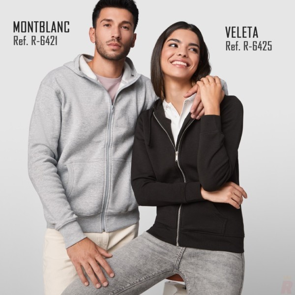 Chaqueta Sudadera Capucha Mujer Felpa Perchada VELETA