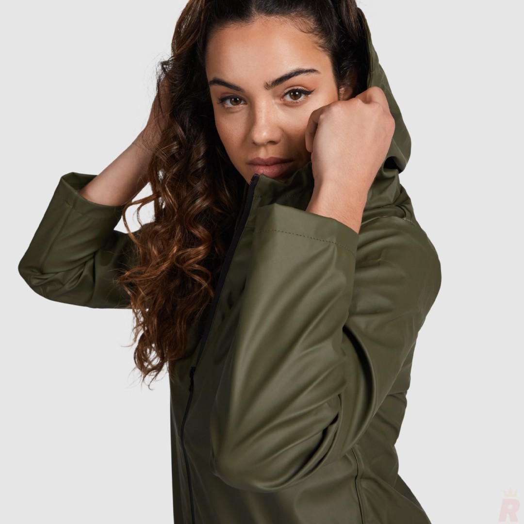 Chubasquero Impermeable Entallado Capucha Mujer...