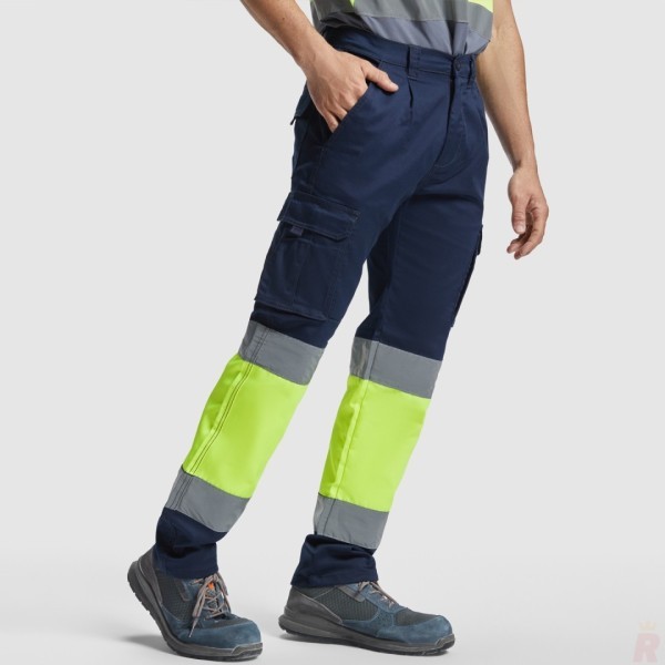 Pantalón Largo Laboral Alta Visibilidad Multibolsillos Hombre DAILY STRETCH HV
