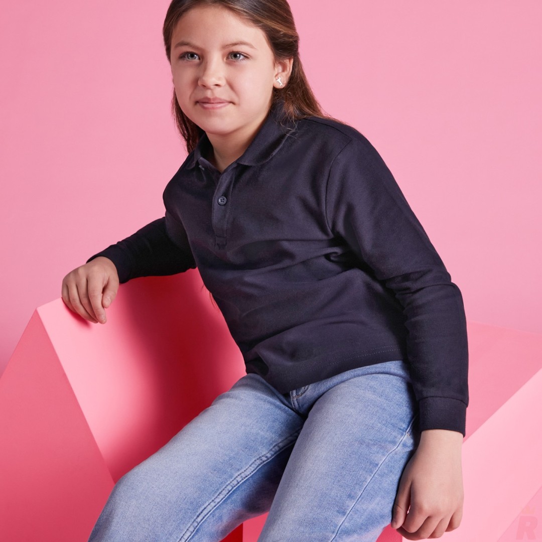 Polo Infantil Manga Larga 100% Algodón Piqué...
