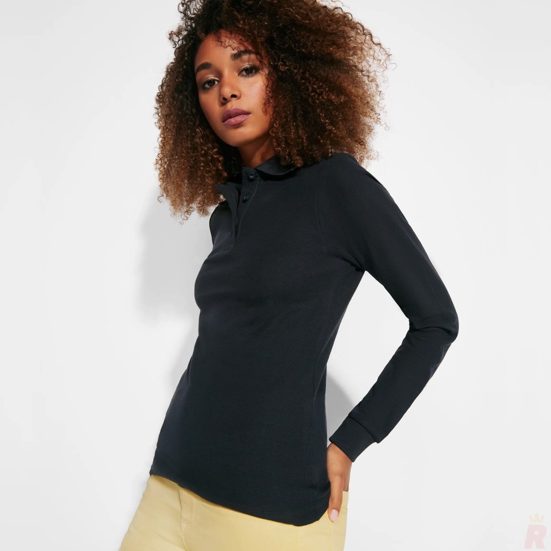 Polo Mujer Entallado Manga Larga 100% Algodón...