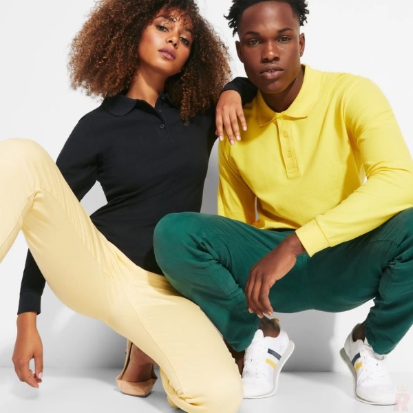 Polo Mujer Entallado Manga Larga 100% Algodón Piqué ESTRELLA WOMAN L/S